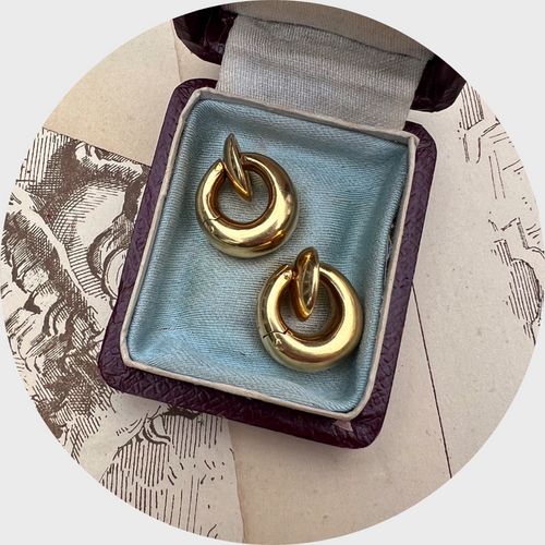 Vintage 18k Gold Clip Earrings, Pomellato