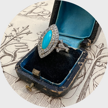 Load image into Gallery viewer, Belle Epoque Turquoise &amp; Diamond Marquise Ring