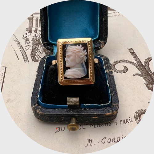 Hardstone Dante Alighieri Cameo Ring