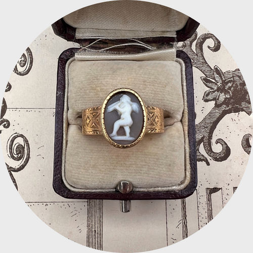 Victorian Musical Cherub Cameo Ring