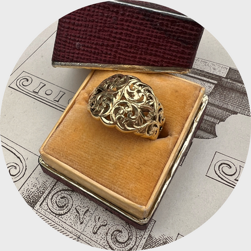 Wide Open-worked Scrollwork Ring