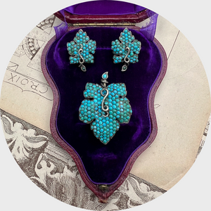 Victorian Turquoise Ivy Leaf Set