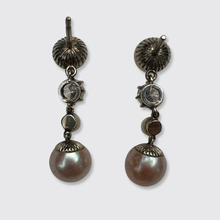 Load image into Gallery viewer, Diamond &amp; Pearl Drop Earrings