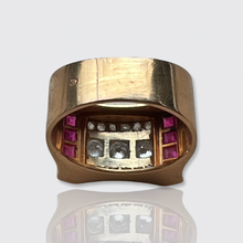 Load image into Gallery viewer, Retro Ruby &amp; Diamond Tank Ring