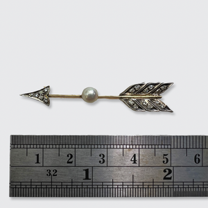 Victorian Pearl & Diamond Arrow Brooch