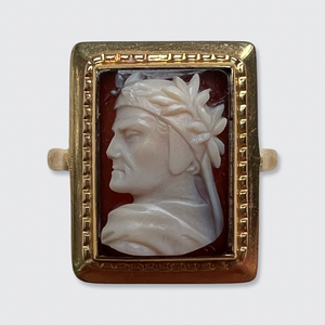 Hardstone Dante Alighieri Cameo Ring