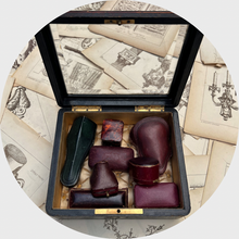 Load image into Gallery viewer, Leather &amp; Tuffed Silk Glass Display Box