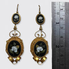 Load image into Gallery viewer, Pietra Dura Peony Rose &#39;Day to Night&#39; Earrings