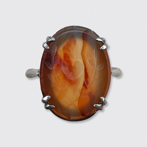 Silver & Agate Heart Intaglio Ring