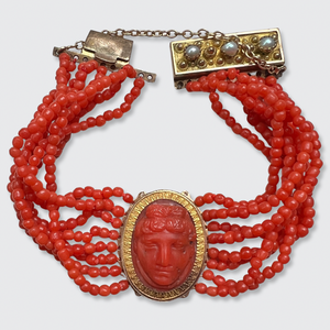 Victorian Grand Tour Coral Cameo Bracelet