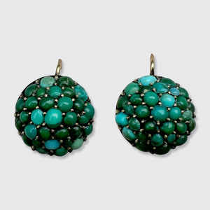 Round Turquoise Cabochon Leverback Earrings