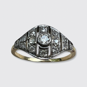 Art Deco Open-Worked Diamond Shield Ring