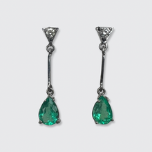 Load image into Gallery viewer, Emerald &amp; Diamond Drop Earrings