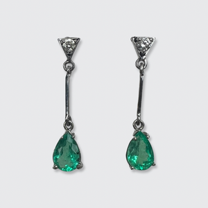 Emerald & Diamond Drop Earrings