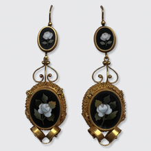 Load image into Gallery viewer, Pietra Dura Peony Rose &#39;Day to Night&#39; Earrings