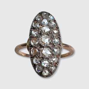 Victorian Oval Rose-Cut Diamond Cluster Ring