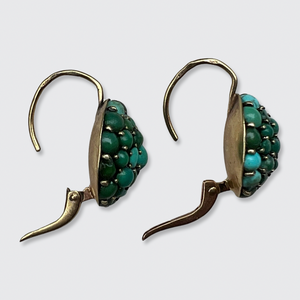 Round Turquoise Cabochon Leverback Earrings