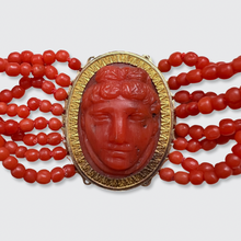 Load image into Gallery viewer, Victorian Grand Tour Coral Cameo Bracelet