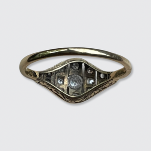 Art Deco Open-Worked Diamond Shield Ring