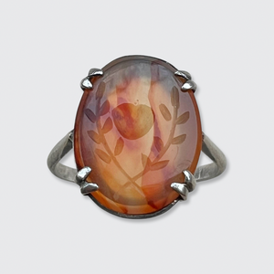 Silver & Agate Heart Intaglio Ring