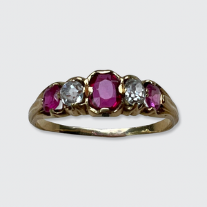 Ruby & Diamond Five-Stone Ring