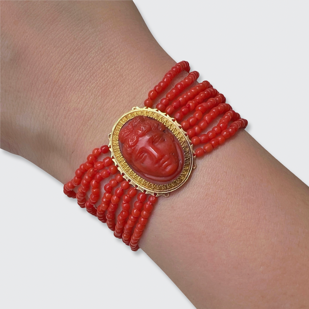 Victorian Grand Tour Coral Cameo Bracelet