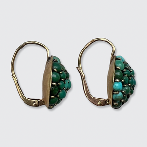 Round Turquoise Cabochon Leverback Earrings