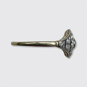 Art Deco Open-Worked Diamond Shield Ring