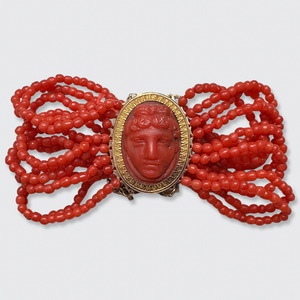 Victorian Grand Tour Coral Cameo Bracelet